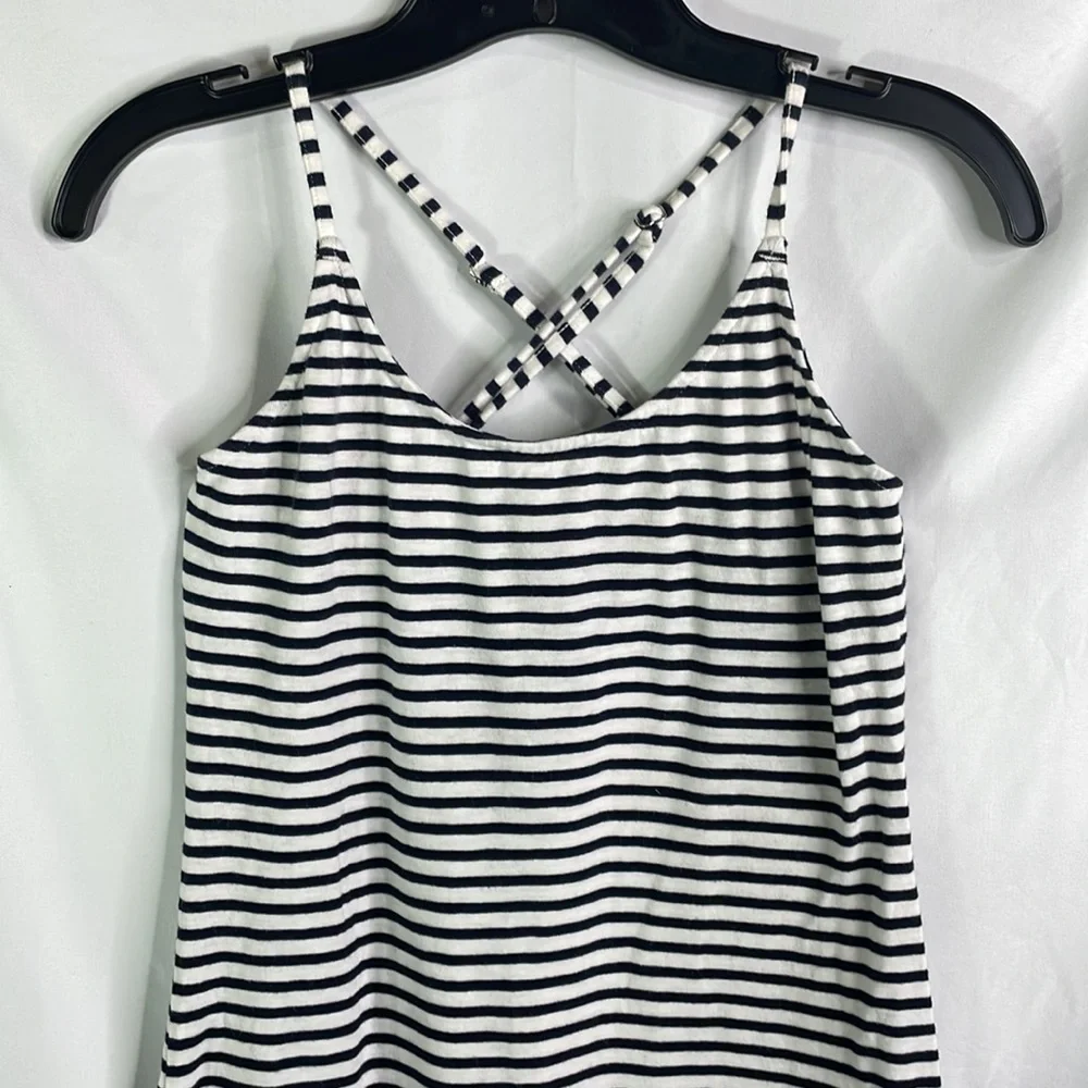 Jcrew, navy and white, striped knit tank, dress, adjustable straps, side slits